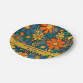 レトロガーデングルーヴィーフローラル 60年代 70年代 ブライダルシャワー ペーパープレート (アングル)