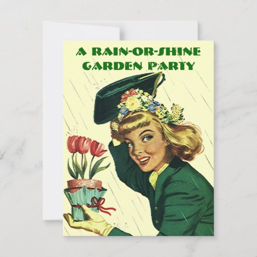 レトロガーデンパーティの招待状〜簡単カスタマイズ対象 招待状 (正面)
