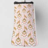 レトロガーデンピンクフローラルパターン ゴルフヘッドカバー (回転90)