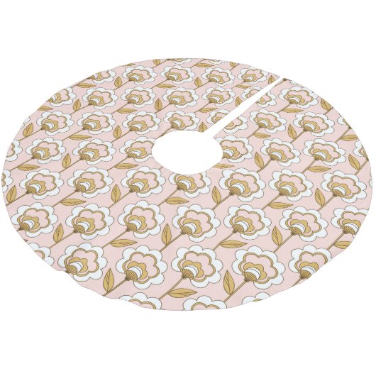 レトロガーデンピンクフローラルパターン ブラッシュドポリエステルツリースカート (アングル)