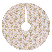 レトロガーデンピンクフローラルパターン ブラッシュドポリエステルツリースカート (正面)