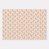 レトロガーデンピンクフローラルパターン ラッピングペーパーシート (正面2)