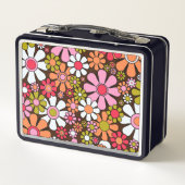 レトロガーデンフラワーグルーヴィヴィンテージ60s 70sフローラ メタルランチボックス (裏面)