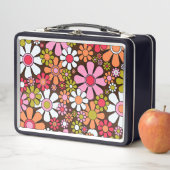 レトロガーデンフラワーグルーヴィヴィンテージ60s 70sフローラ メタルランチボックス (インサイチュ)