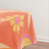 レトロガーデンフラワーグルーヴィーフローラピンクイエロー テーブルクロス (インサイチュ)