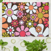 レトロガーデンフラワーグルーヴィ60s 70s花柄 キッチンタオル (折り畳み)