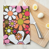 レトロガーデンフラワーグルーヴィ60s 70s花柄 キッチンタオル (四つ折り)
