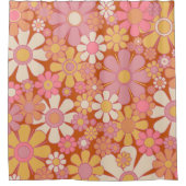 レトロガーデンフラワーグルーヴィ60s 70s花柄 シャワーカーテン (正面)