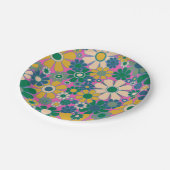 レトロガーデンフラワーグルーヴィ60s 70s花柄 ペーパープレート (アングル)