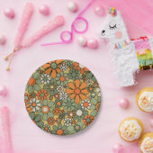 レトロガーデンフラワーグルーヴィ60s 70s花柄 ペーパープレート (パーティー)