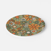 レトロガーデンフラワーグルーヴィ60s 70s花柄 ペーパープレート (アングル)