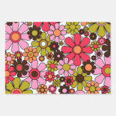 レトロガーデンフラワーグルーヴィ60s 70s花柄 ラッピングペーパーシート (正面3)