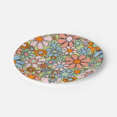 レトロガーデンフラワーズグルーヴィ60s 70s春パステル ペーパープレート (アングル)