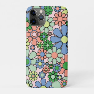 レトロガーデンフラワーズグルーヴィ60s 70s春パステル iPhone 11 proケース