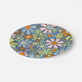 レトロガーデンフラワーズグルーヴィ60s 70s春フローラ ペーパープレート (アングル)
