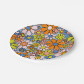 レトロガーデンフラワーズグルーヴィ60s 70s春フローラ ペーパープレート (アングル)