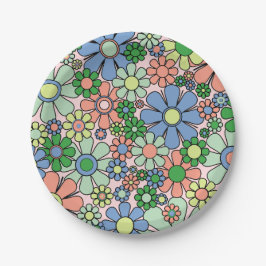 レトロガーデンフラワーズグルーヴィ60s 70s春フローラ ペーパープレート