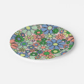 レトロガーデンフラワーズグルーヴィ60s 70s春フローラ ペーパープレート (アングル)