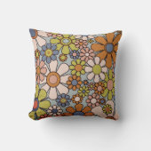 レトロガーデンフラワーズヴィンテージ60s 70s美学 クッション (正面)