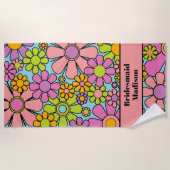 レトロガーデンフラワーズ60s 70sフローラブライドメイド ビーチタオル (正面)