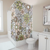 レトロガーデンフラワーズ60s 70sミュート春フローラ シャワーカーテン (インサイチュ)