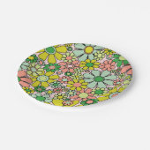 レトロガーデンフラワーズ60s 70s春フローラルパターン ペーパープレート (アングル)