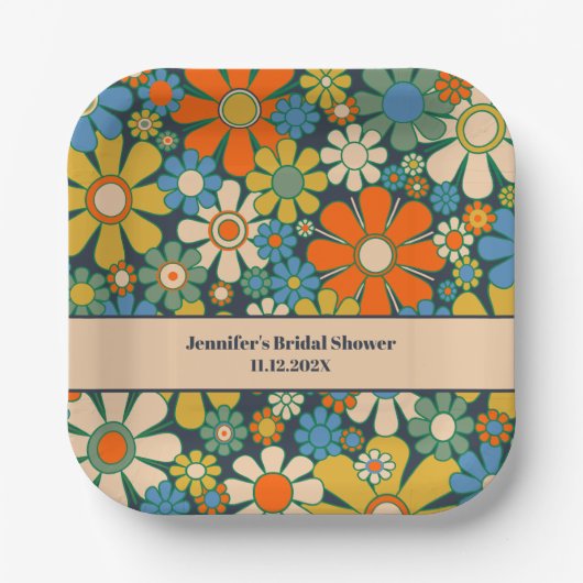 レトロガーデンフラワーズ60s 70s美学フローラ ペーパープレート (正面)