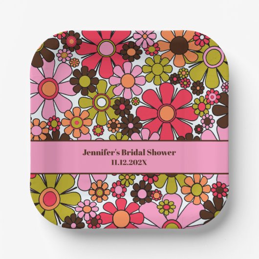 レトロガーデンフラワーズ60s 70s美学フローラ ペーパープレート (正面)