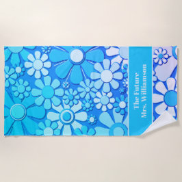 レトロガーデンフラワーズ60s 70s花柄の花嫁 ビーチタオル