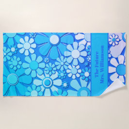 レトロガーデンフラワーズ60s 70s花柄の花嫁 ビーチタオル