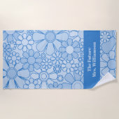 レトロガーデンフラワーズ60s 70s花柄の花嫁 ビーチタオル (正面)