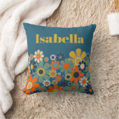 レトロガーデンフラワーパーソナライズされたヴィンテージフローラ クッション (ブランケット)