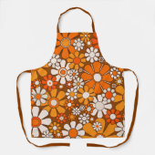 レトロガーデンフローラ60s 70sパターンブラウン&オレンジ エプロン (正面)