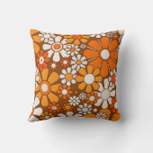 レトロガーデンフローラ60s 70sパターンブラウン&オレンジ クッション (裏面)