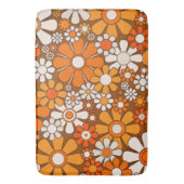 レトロガーデンフローラ60s 70sパターンブラウン&オレンジ バスマット (正面縦)