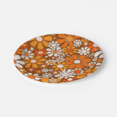 レトロガーデンフローラ60s 70sパターンブラウン&オレンジ ペーパープレート (アングル)