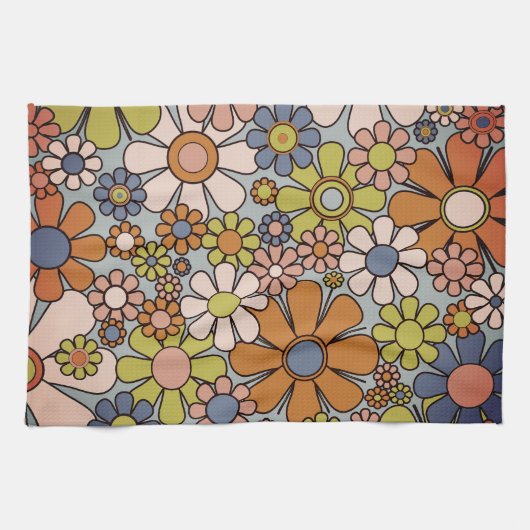 レトロガーデンヴィンテージ60s 70s美花 キッチンタオル (横)