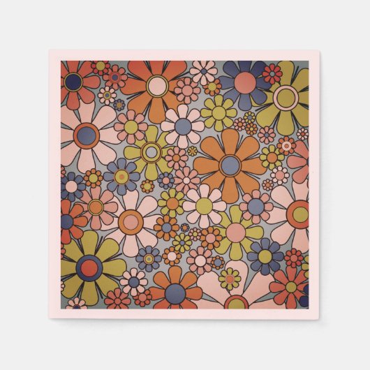 レトロガーデンヴィンテージ60s 70s美花 スタンダードカクテルナプキン (正面)