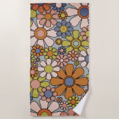 レトロガーデンヴィンテージ60s 70s美花 ビーチタオル (正面)