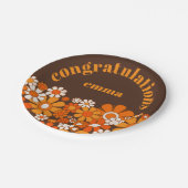 レトロガーデンヴィンテージ70sパーソナライズされたフローラ ペーパープレート (アングル)