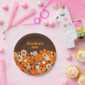 レトロガーデンヴィンテージ70sパーソナライズされた誕生日 ペーパープレート (パーティー)