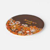 レトロガーデンヴィンテージ70sパーソナライズされた誕生日 ペーパープレート (アングル)