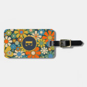 レトロガーデン明るいフローラ60s 70s パーソナライズされた ラゲッジタグ (正面横)