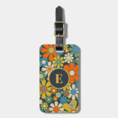 レトロガーデン明るいフローラ60s 70s パーソナライズされた ラゲッジタグ (正面縦)