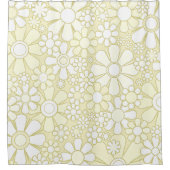 レトロガーデン明るい花のパタ淡い色のーン黄 シャワーカーテン (正面)