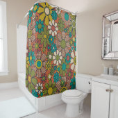 レトロガーデン花お洒落ヴィンテージ70sパターン シャワーカーテン (インサイチュ)