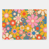 レトロガーデン花カラフル花柄 ラッピングペーパーシート (正面3)