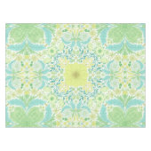 レトロガーデン花模様の緑と黄色 テーブルクロス (正面(横))