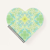 レトロガーデン花模様の緑と黄色 ノートブック (正面)