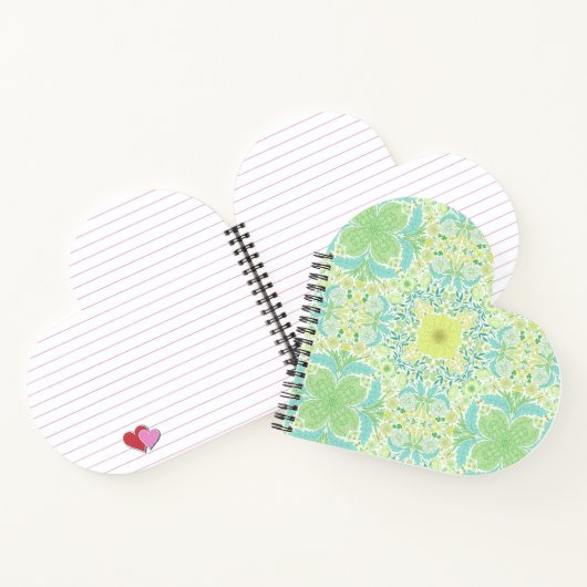 レトロガーデン花模様の緑と黄色 ノートブック (内部)